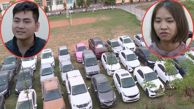 Vợ chồng Việt thuê hơn 70 ô tô tự lái sau đó làm giả giấy tờ mang đi bán, cầm cố thu lời bất chính khoảng 40 tỉ đồng. ẢNH CÔNG AN CUNG CẤP