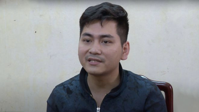 Hoàng Tiến Việt tại cơ quan điều tra. ẢNH CÔNG AN CUNG CẤP