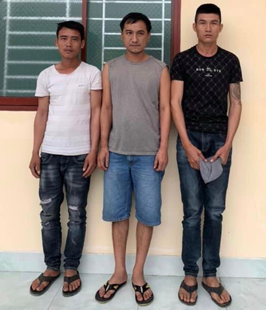 3 đối tượng đang bị tạm giữ hình sự. (Ảnh cơ quan Công an cung cấp)  3 đối tượng đang bị tạm giữ hình sự. Ảnh cơ quan Công an cung cấp