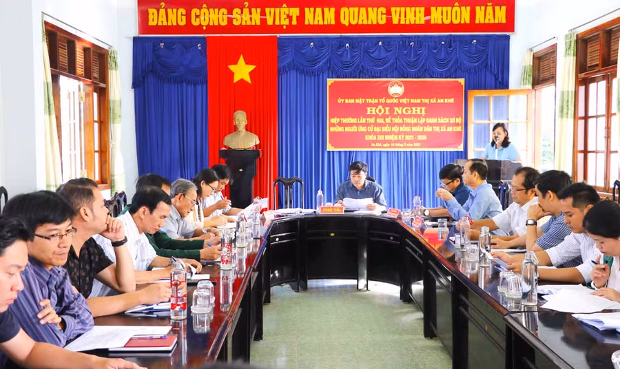 Ban Thường trực Ủy ban MTTQ Việt Nam thị xã An Khê tổ chức hội nghị hiệp thương lần thứ 2. Ảnh: Ngọc Minh