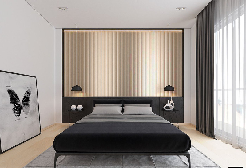  Phòng ngủ khác sử dụng tất cả các vật liệu giống như phòng đầu tiên, nhưng lần này với một cách tiếp cận thậm chí còn tối giản hơn.