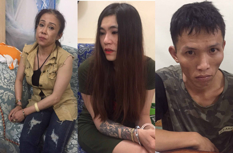 Các đối tượng Phương, My và Mạnh (từ trái qua) đã bị khởi tố và tạm giam. Ảnh: Văn Ngọc