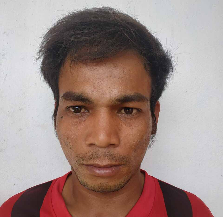 Đối tượng Nay Djhuêng tại cơ quan điều tra. Ảnh: Hoàng Hiền