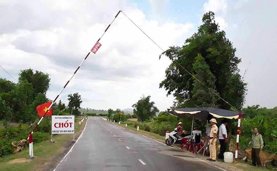  Chốt tạm thời được đặt tại khu vực giáp ranh với huyện Sông Hinh, tỉnh Phú Yên. Ảnh: L.N