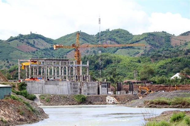 Thủy điện Chư Pông Krông đang được xây dựng trên sông Krông Nô, đoạn qua xã Ea Rbin, huyện Lắk, tỉnh Đắk Lắk và xã Quảng Phú, huyện Krông Nô, tỉnh Đắk Nông. (Ảnh: Hưng Thịnh/TTXVN)