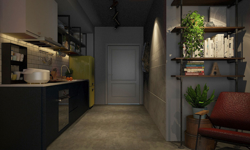  Nội thất trong nhà phần lớn mang màu tối, đèn bố trí có dụng ý ở những nơi cần làm sáng.