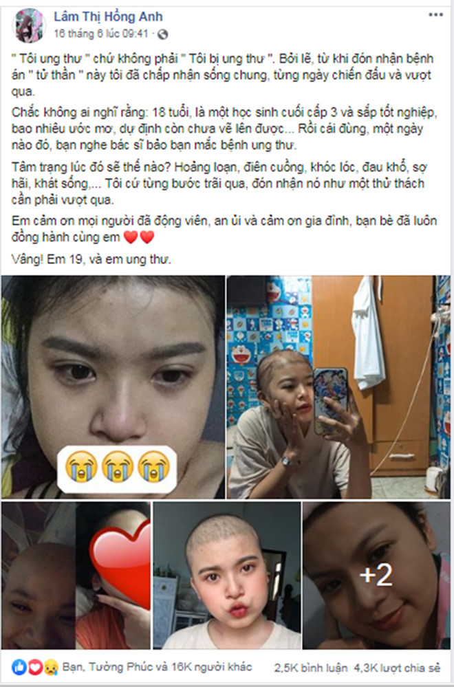 Dòng trạng thái được chia sẻ trên trang cá nhân của Hồng Anh nhận được sự quan tâm từ cộng đồng mạng Dòng trạng thái được chia sẻ trên trang cá nhân của Hồng Anh nhận được sự quan tâm từ cộng đồng mạng