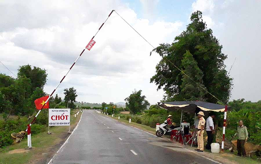 Chốt tạm thời được đặt tại khu vực giáp ranh với huyện Sông Hinh, tỉnh Phú Yên. Ảnh: Lê Nam