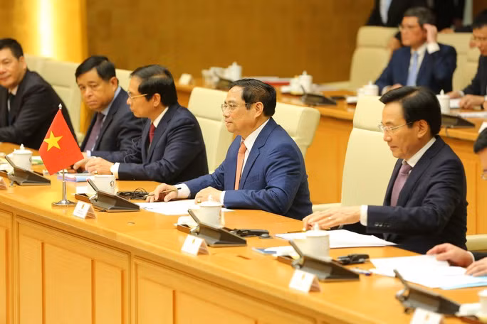 Thủ tướng Phạm Minh Chính tại hội đàm - Ảnh: Hữu Hưng