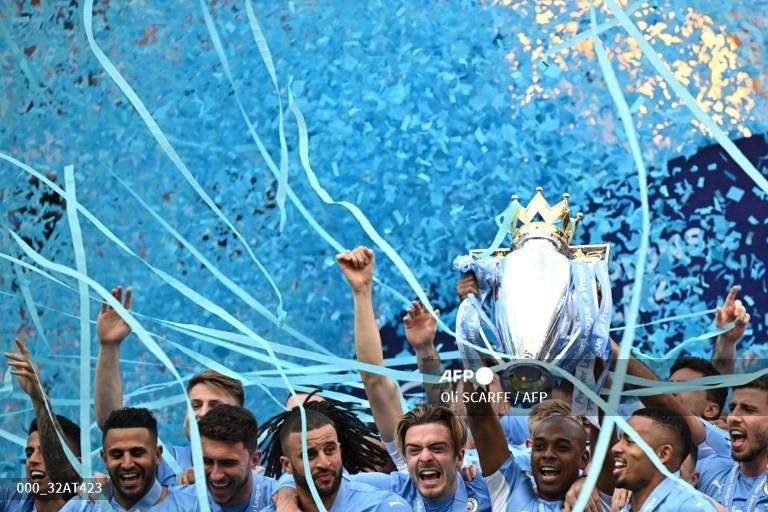 Man City bảo vệ thành công ngôi vô địch Premier League. Ảnh: AFP