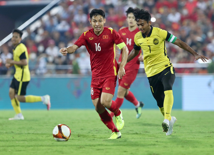 Các cầu thủ U23 Việt Nam đã bế tắc trong phần lớn thời gian của trận đấu. Ảnh: Văn Hữu