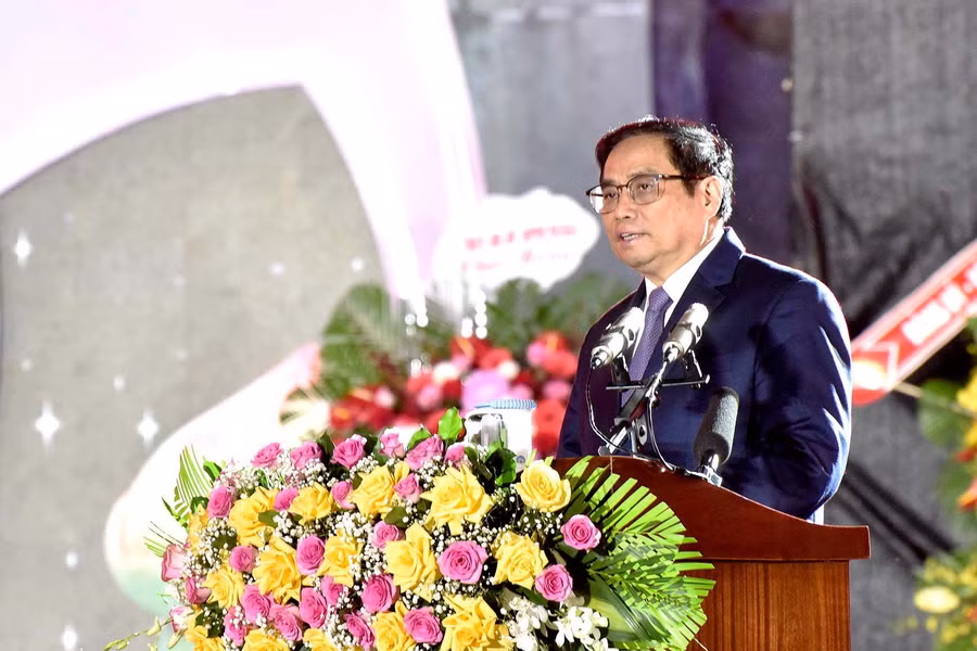 Thủ tướng Phạm Minh Chính phát biểu tại buổi lễ. Ảnh: Đức Thụy