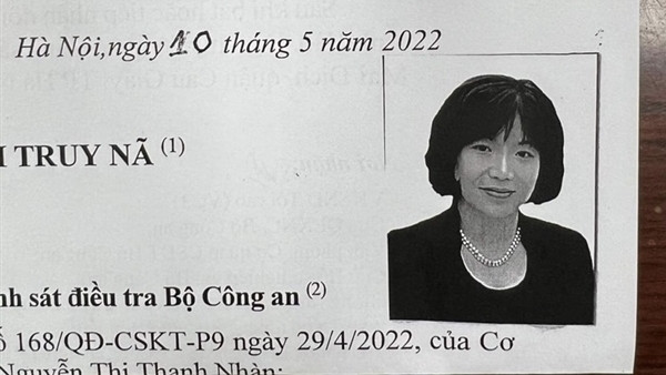 Bộ Công an ra quyết định truy nã đối với Nguyễn Thị Thanh Nhàn. Bộ Công an ra quyết định truy nã đối với Nguyễn Thị Thanh Nhàn
