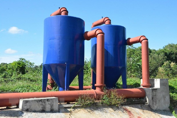 Hệ thống lọc bùn ly tâm của công trình Cấp nước tưới cho cây cà phê tại thôn Tiến Cường, xã Quảng Tiến, huyện Cư M’gar, tỉnh Đắk Lắk. Ảnh: Tuấn Anh/TTXVN