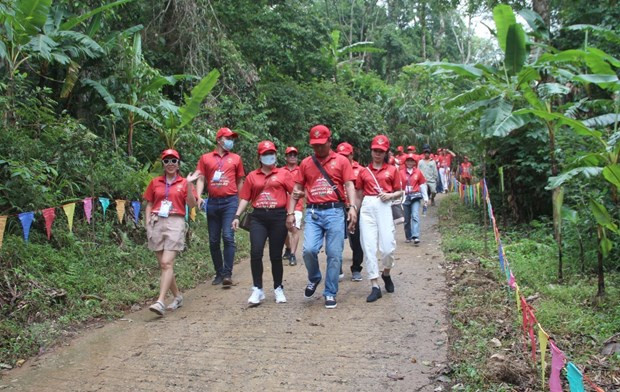 Nhà Rông tại làng du lịch cộng đồng Kon Kơ Tu, thành phố Kon Tum. Ảnh: Dư Toán/TTXVN