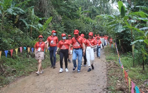 Nhà Rông tại làng du lịch cộng đồng Kon Kơ Tu, thành phố Kon Tum. Ảnh: Dư Toán/TTXVN