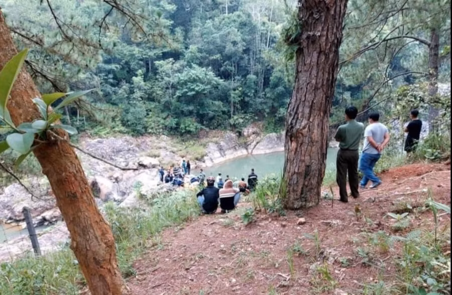 Vị trí nạn nhân Phạm Gia Anh bị đuối nước. Ảnh: CTV