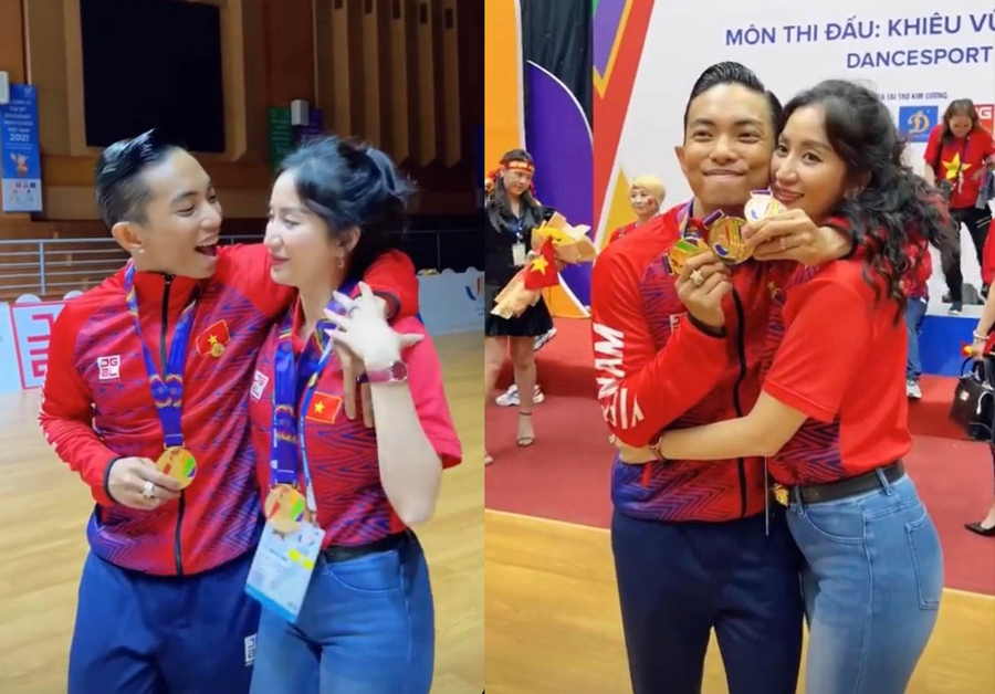 Khoảnh khắc tình cảm của cặp đôi khiến người xem thích thú. Ảnh: Chụp màn hình Khoảnh khắc tình cảm của cặp đôi khiến người xem thích thú. Ảnh: Chụp màn hình