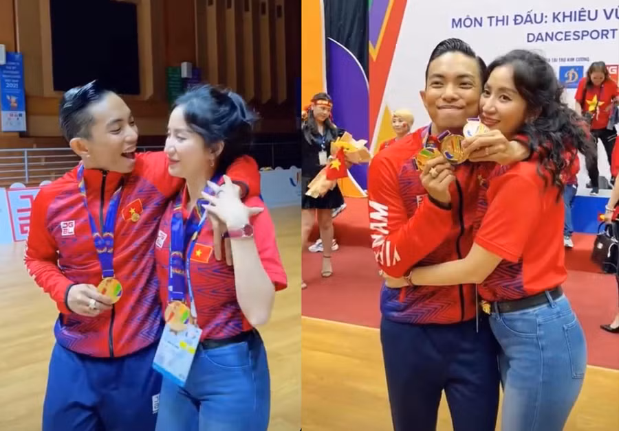 Khoảnh khắc tình cảm của cặp đôi khiến người xem thích thú. Ảnh: Chụp màn hình