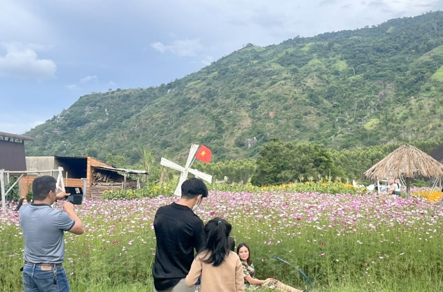 Chỉ cần một vườn hoa nhỏ, một địa điểm ở thôn quê là đã có thể hút khách du lịch. Ảnh: Phan Tuấn