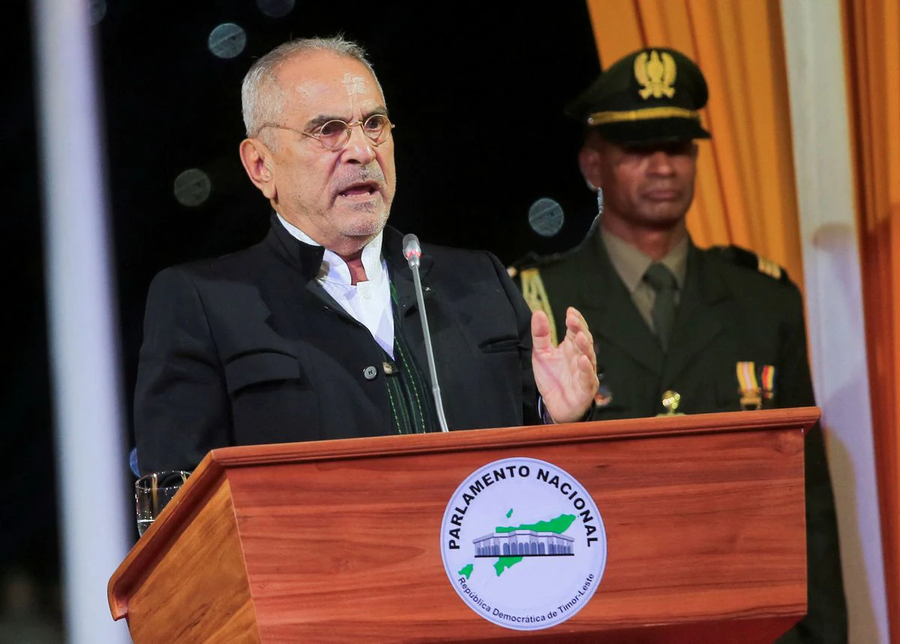 Ông Jose Ramos-Horta phát biểu trong lễ nhậm chức tổng thống ở thủ đô Dili của Đông Timor ngày 20.5 - Ảnh: Reuters