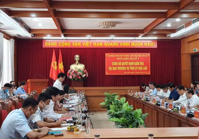 Đoàn Kiểm tra số 4 của Ban Chỉ đạo Trung ương về phòng, chống tham nhũng, tiêu cực làm việc với Ban Thường vụ Tỉnh ủy Đắk Lắk