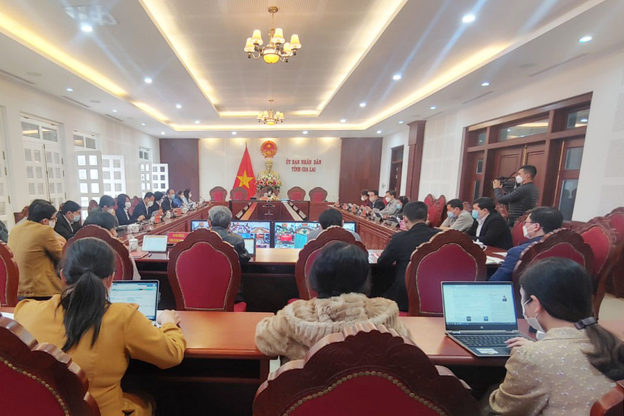 Quang cảnh hội nghị trực tuyến toàn quốc triển khai công tác tư pháp năm 2022 tại điểm cầu Gia Lai. Ảnh: R’Ô HOK Quang cảnh hội nghị trực tuyến toàn quốc triển khai công tác tư pháp năm 2022 tại điểm cầu Gia Lai. Ảnh: R’Ô HOK