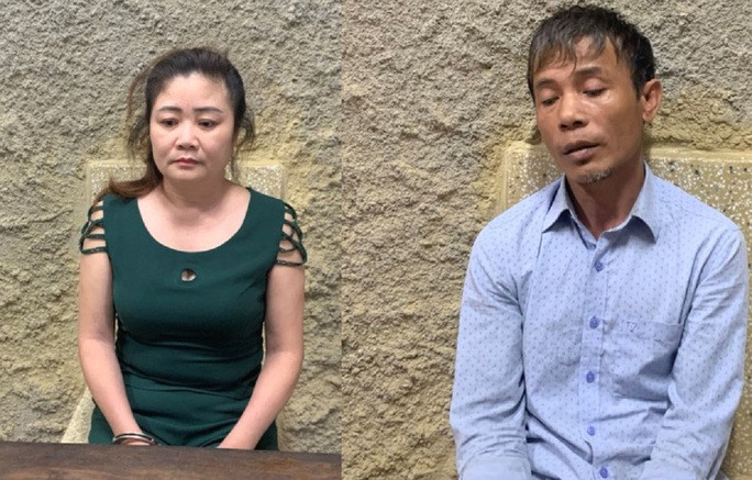 Cặp vợ chồng Phùng Bá Hiền và Bùi Thị Thơm tại cơ quan công an