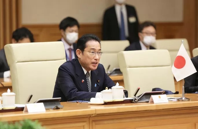 Thủ tướng Nhật Bản Kishida Fumio tại hội đàm - Ảnh: Hữu Hưng