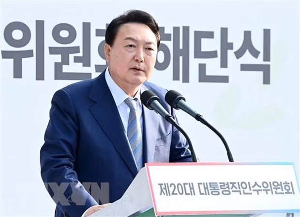 Tổng thống đắc cử của Hàn Quốc Yoon Suk-yeol. (Ảnh: Yonhap/TTXVN) Tổng thống đắc cử của Hàn Quốc Yoon Suk-yeol. (Ảnh: Yonhap/TTXVN)