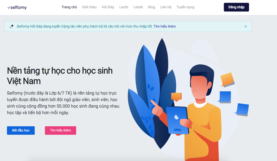 Hỗ trợ học sinh tự học ở nhà bằng nền tảng công nghệ giáo dục Selfomy. Ảnh: BTC Hỗ trợ học sinh tự học ở nhà bằng nền tảng công nghệ giáo dục Selfomy. Ảnh: BTC