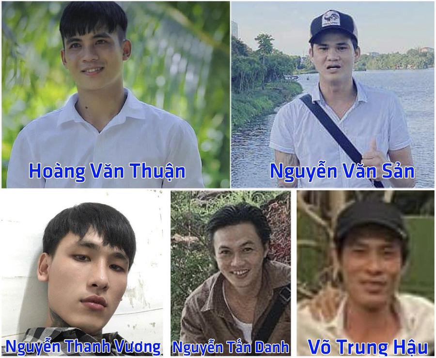 Nhóm thanh niên đang bị Cơ quan CSĐT ra quyết định truy tìm và yêu cầu ra cơ quan công an trình diện. Ảnh: Công an cung cấp