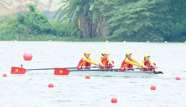  Rowing Việt Nam giành huy chương Vàng nội dung thuyền 4 nữ hạng nặng chèo đơn (W4-). (Ảnh: Minh Đức/TTXVN)
