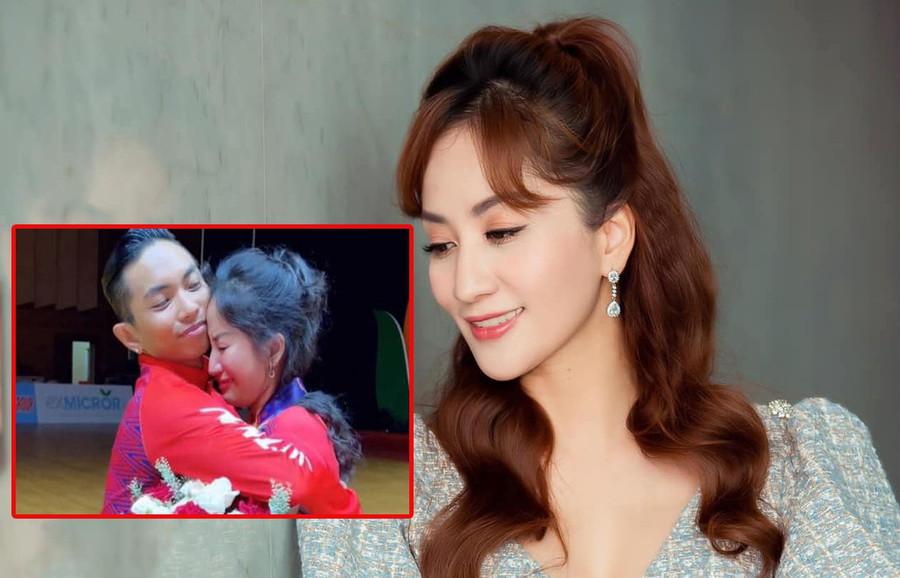 Khánh Thi xúc động trước thành tích người bạn đời giành được. Ảnh: FBNV/ Chụp màn hình Khánh Thi xúc động trước thành tích người bạn đời giành được. Ảnh: FBNV/ Chụp màn hình