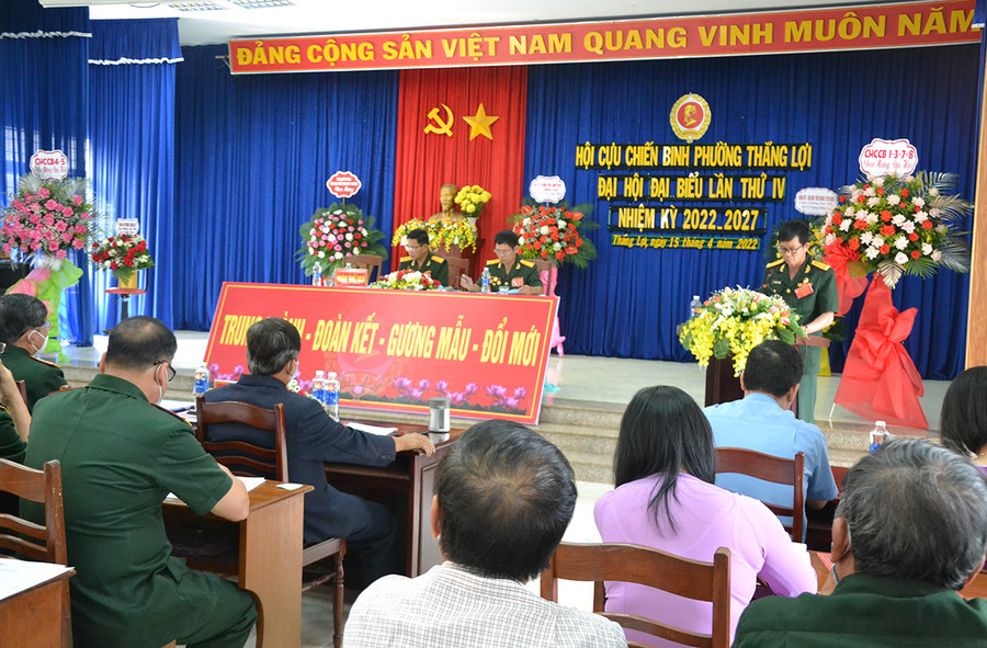  Quang cảnh Đại hội đại biểu Hội CCB phường Thắng Lợi (TP. Pleiku) nhiệm kỳ 2022-2027. Ảnh: Hoàng Cư