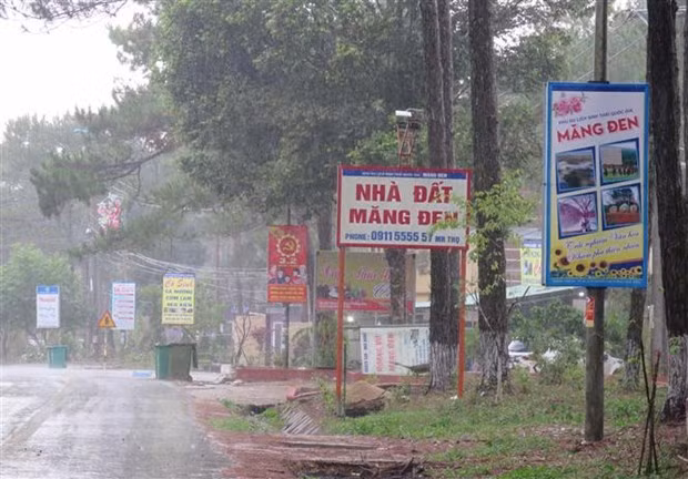 Đất ở thị trấn Măng Đen (huyện Kon Plông) đang “sốt”, là cơ hội cho các đối tượng “vẽ” dự án để thu mua đất của người dân. (Ảnh: Dư Toán/TTXVN)