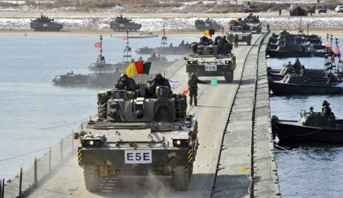 Xe bọc thép của Hàn Quốc tham gia cuộc tập trận mới đây tại phía đông Seoul 