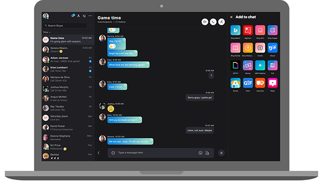 Giao diện ứng dụng Skype mới mang đến khả năng tương tác trò chuyện tốt hơn. Giao diện ứng dụng Skype mới mang đến khả năng tương tác trò chuyện tốt hơn.
