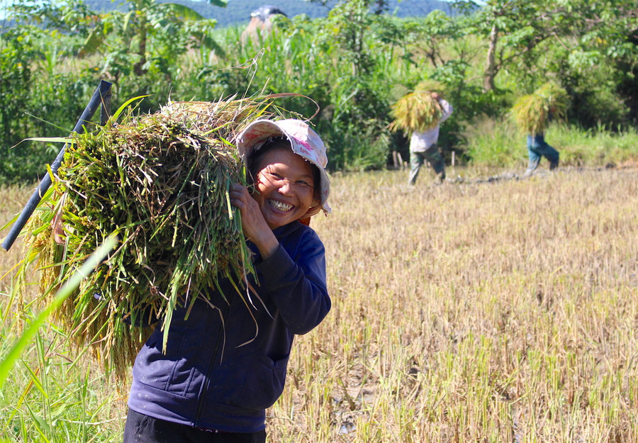 Bà Lắm phấn khởi vì đã thoát nghèo nhờ nguồn vốn vay ưu đãi từ Ngân hàng CSXH. Ảnh: Hồng Thi