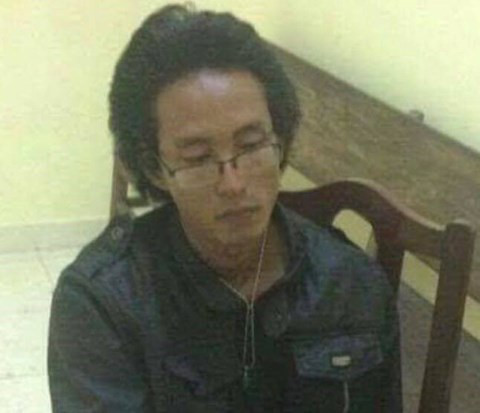 Đối tượng Long tại cơ quan công an