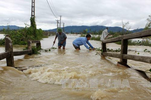 Cầu trên đường nối đường N5 vào xã Trù Sơn, Đô Lương (Nghệ An) bị nước chia cắt, ảnh hưởng tới việc đi lại của người dân (ảnh chụp sáng 10-10-2017). Cầu trên đường nối đường N5 vào xã Trù Sơn, Đô Lương (Nghệ An) bị nước chia cắt, ảnh hưởng tới việc đi lại của người dân (ảnh chụp sáng 10-10-2017).
