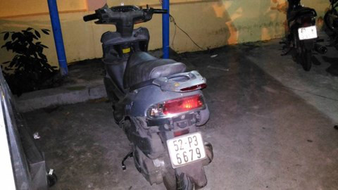 Chiếc xe máy của Long trong lúc gây ra sự việc