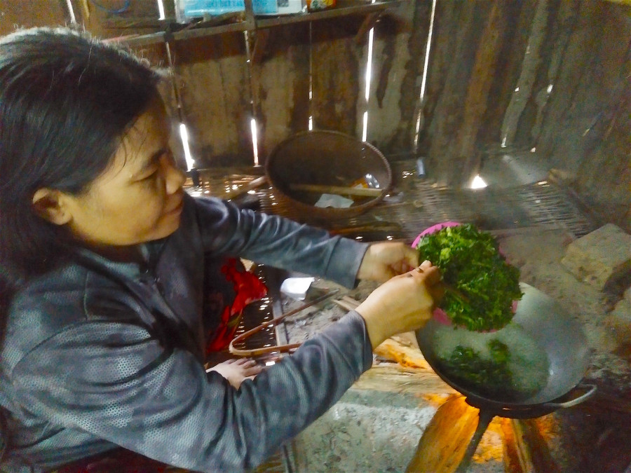 Muốn các món ăn từ lá mì được thơm ngon, khi chế biến cũng cần nhiều bí quyết “gia truyền”. Ảnh: Mộc Trà Muốn các món ăn từ lá mì được thơm ngon, khi chế biến cũng cần nhiều bí quyết “gia truyền”. Ảnh: Mộc Trà