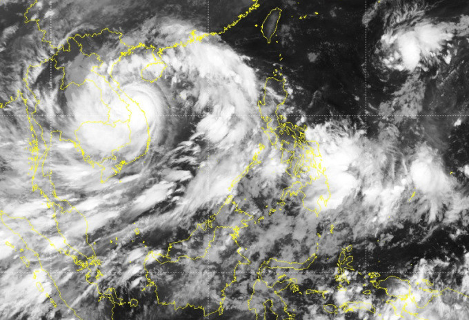 Ảnh chụp vệ tinh cơn bão lúc 4h sáng 28/9. Nguồn: NCHMF