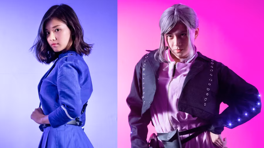 Tạo hình giả gái của Ngô Kiến Huy và Hoàng Yến Chibi gây nhiều tò mò cho khán giả. Ảnh: ĐPCC