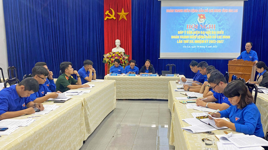 Hội nghị góp ý vào dự thảo báo cáo chính trị của BCH TW Đoàn khóa VII. Ảnh: Hà Đức Thành