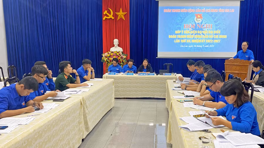 Hội nghị góp ý vào dự thảo báo cáo chính trị của BCH TW Đoàn khóa VII. Ảnh: Hà Đức Thành