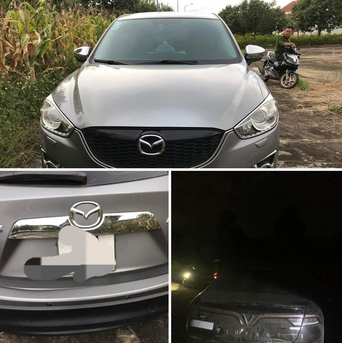 2 chiếc xe con bỏ lại hiện trường. Ảnh MXH 2 chiếc xe con bỏ lại hiện trường. Ảnh MXH