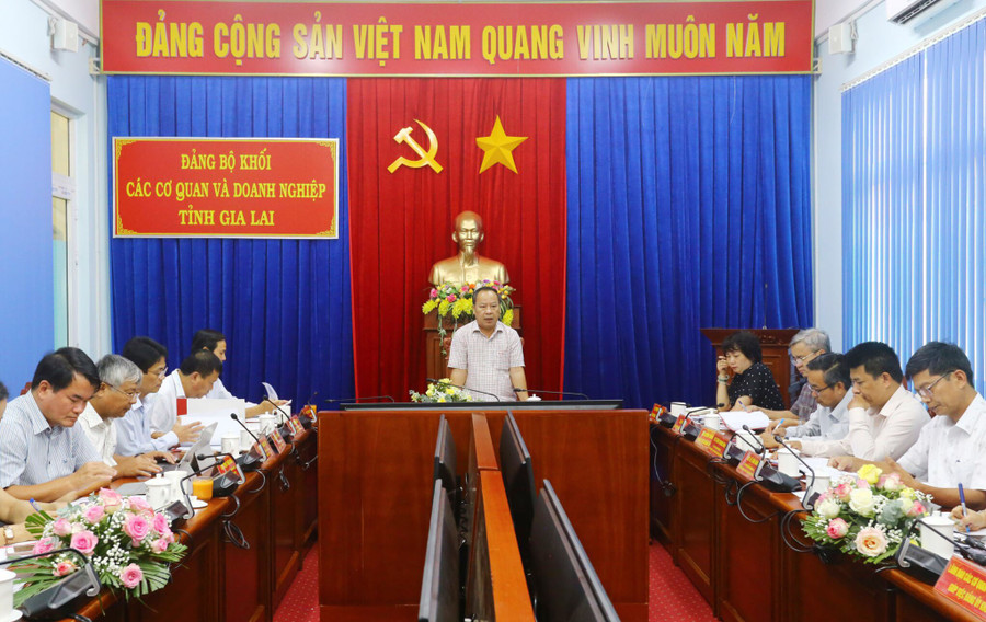 Phó Bí thư Thường trực Tỉnh ủy phát biểu tại buổi làm việc. Ảnh: ANH HUY