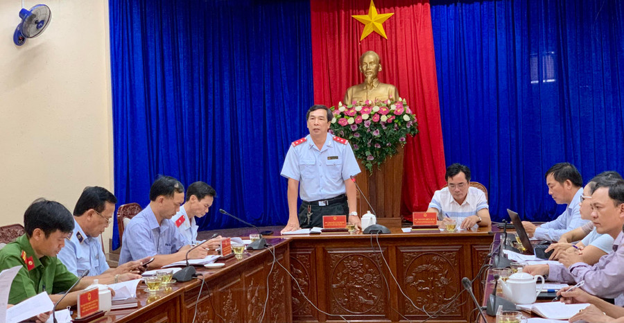 Đoàn kiểm tra liên ngành về ATTP tỉnh Gia Lai làm việc với Ban Chỉ đạo liên ngành về ATTP TP. Pleiku chiều 12-9. Ảnh: Như Nguyện